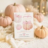 Pink Bow Pumpkin Girl 1. Geburtstag Party Einladung
