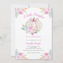 Pink Bow Pumpkin Girl Babydusche