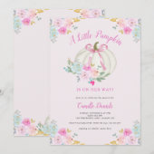 Pink Bow Pumpkin Girl Babydusche Einladung (Vorne/Hinten)