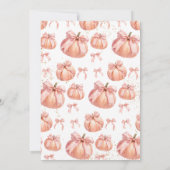 Pink Bow Pumpkin Girl Babydusche Einladung (Rückseite)
