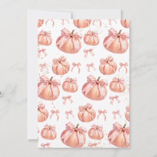 Pink Bow Pumpkin Girl Babydusche Einladung (Rückseite)