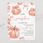 Pink Bow Pumpkin Girl Babydusche Einladung (Vorne/Hinten)