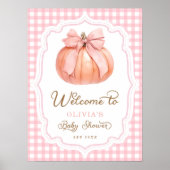 Pink Bow Pumpkin Girl Babydusche Willkommen Poster (Vorne)