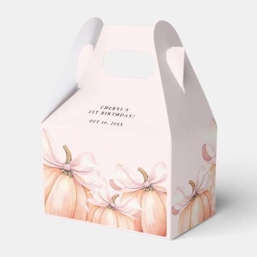 Pink Bow Pumpkin Girl First Birthday Gefallen Box Geschenkschachtel (Rückseite)