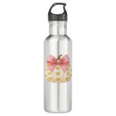 Pink Bow Pumpkin mit Golden Hearts - Coquette Fal Edelstahlflasche (Vorderseite)