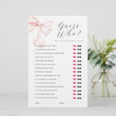 Pink Bow rät, wer Brautparty-Spiel Briefpapier (Stehend Vorderseite)