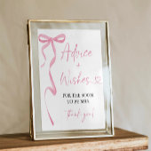 Pink Bow Ratschläge und wünscht Brautparty Game Poster