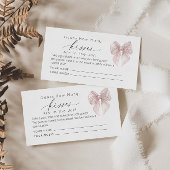 Pink Bow räusst wie viele Kisses Bridal Game Begleitkarte