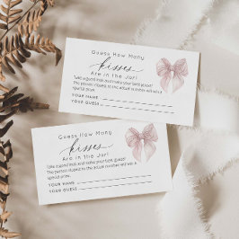 Pink Bow räusst wie viele Kisses Bridal Game Begleitkarte