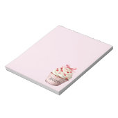 Pink Bow Red Hearts Cupcake Notizblock (Rotiert)