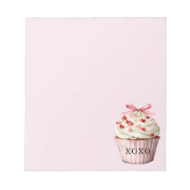 Pink Bow Red Hearts Cupcake   Notizblock