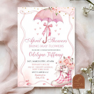 Pink Bow Regenschirm Stiefel April Duschen Baby Gi Einladung