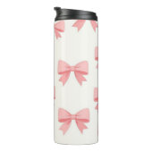 Pink Bow Repeat Pattern – Cute Girly Ribbon Design Thermosbecher (Nach rechts gedreht)