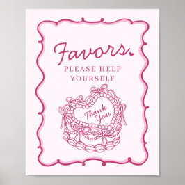Pink Bow Retro Herz Coquette Kuchen Favoriten Zeic Poster
