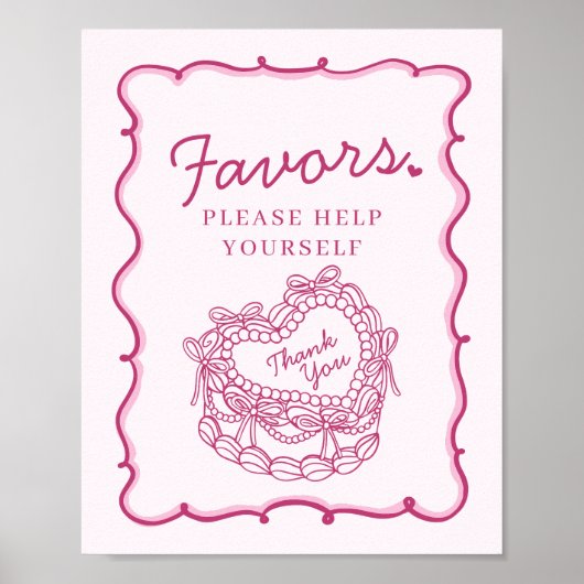 Pink Bow Retro Herz Coquette Kuchen Favoriten Zeic Poster (Vorne)