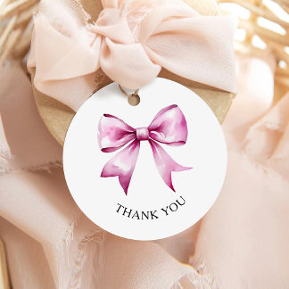 Pink Bow Ribbon Babydusche Danke Geschenkanhänger
