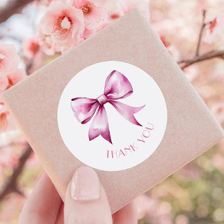 Pink Bow Ribbon Babydusche Danke Runder Aufkleber