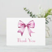 Pink Bow Ribbon Babydusche Dankeskarte (Stehend Vorderseite)