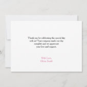 Pink Bow Ribbon Babydusche Dankeskarte (Rückseite)