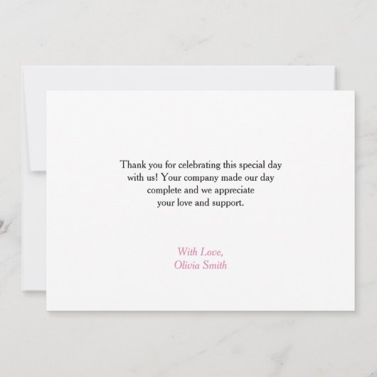 Pink Bow Ribbon Babydusche Dankeskarte (Rückseite)