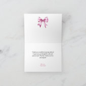 Pink Bow Ribbon Babydusche Dankeskarte (Innenseite)