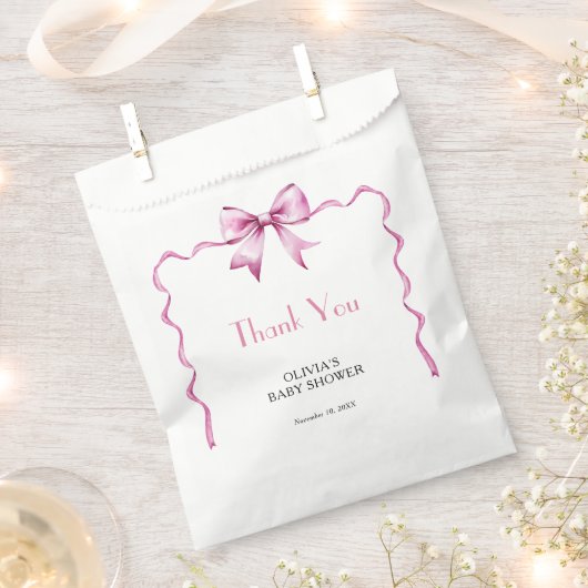 Pink Bow Ribbon Babydusche Geschenktütchen (Ausgeschnitten)