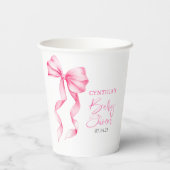 Pink Bow Ribbon Babydusche Pappbecher (Rückseite)