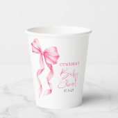 Pink Bow Ribbon Babydusche Pappbecher (Vorderseite)