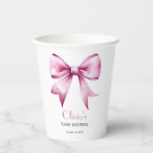 Pink Bow Ribbon Babydusche Pappbecher (Vorderseite)