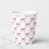Pink Bow Ribbon Babydusche Pappbecher (Vorderseite)