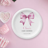 Pink Bow Ribbon Babydusche Pappteller