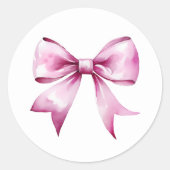 Pink Bow Ribbon Babydusche Runder Aufkleber (Vorderseite)