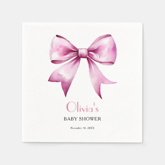 Pink Bow Ribbon Babydusche Serviette (Vorderseite)