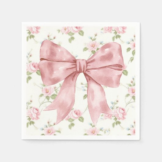 Pink Bow Ribbon Babydusche Serviette (Vorderseite)
