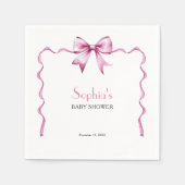 Pink Bow Ribbon Babydusche Serviette (Vorderseite)