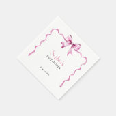 Pink Bow Ribbon Babydusche Serviette (Ecke)
