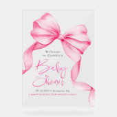 Pink Bow Ribbon Babydusche Willkommen Acrylschild (Vorderseite)