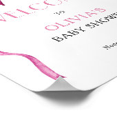 Pink Bow Ribbon Babydusche Willkommen Poster (Ecke)