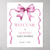 Pink Bow Ribbon Babydusche Willkommen Poster (Vorne)
