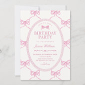Pink bow ribbon birthday einladung (Vorderseite)