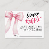 Pink Bow Ribbon Cute Baby Shower Diaper Raffle Begleitkarte (Vorderseite)