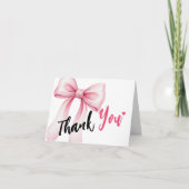 Pink Bow Ribbon Dankeskarte (Vorderseite)