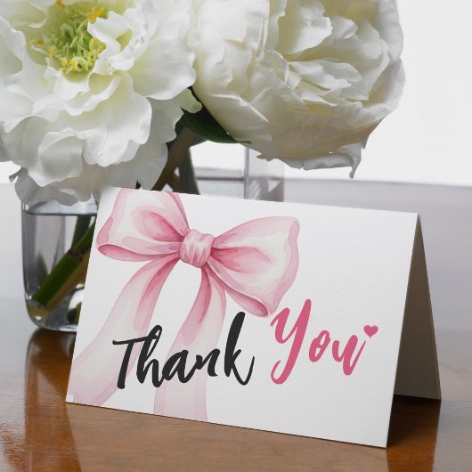 Pink Bow Ribbon Dankeskarte