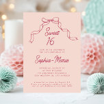 Pink Bow Ribbon Moderne Süße 16 Geburtstag Einladung<br><div class="desc">Feiern Sie einen Meilenstein im Stil mit der Pink Bow Ribbon Moderne Sweet 16 Geburtstagsparty Einladung Template! Mit einem schicken Design mit einem zarten rosa Bogen und moderner Typografie, ist diese individuelle Einladung für ein raffiniertes und unterhaltsames Sweet 16-Fest der perfekte Set. Einfach mit Ihren Veranstaltungsdetails personalisieren, um einen schönen...</div>