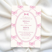 Pink bow ribbon wedding einladung