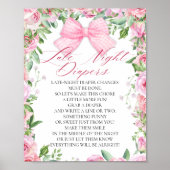 Pink Bow & Rose Coquette Baby Showdiapers Spiel Poster (Vorne)