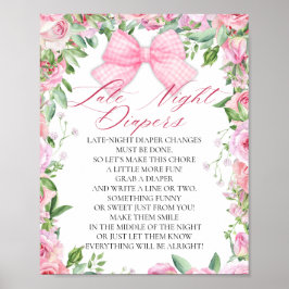 Pink Bow & Rose Coquette Baby Showdiapers Spiel Poster