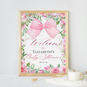 Pink Bow & Rose Coquette Babydusche Empfang Poster