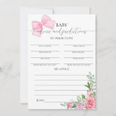 Pink Bow & Rose Coquette Vorhersagekarte Einladung (Vorderseite)