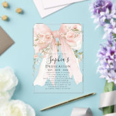 Pink Bow Rose Floral Girl Dedication Acryleinladungen (In Situ (Hochzeit))